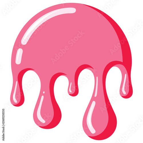 Pink Glossy Dripping Cream Background in Pastel 3D Style for Sweet Dessert and Candy Branding