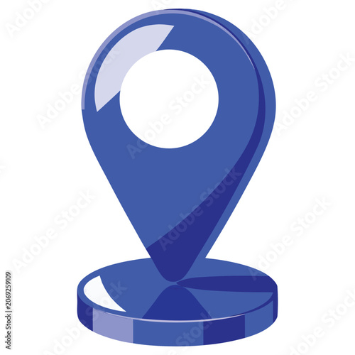 Blue 3D Location Pin Icon Isolated on Transparent Background for Maps and Navigation Apps