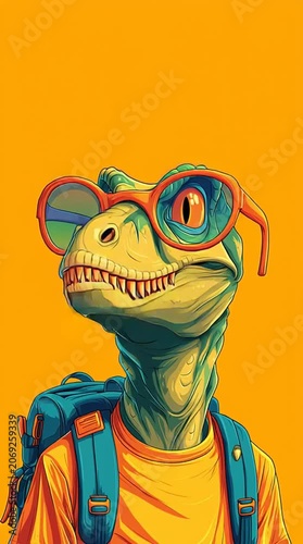 Cool Happy Baryonyx Wearing Glasses generative ai