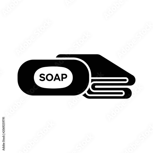 Foto Soap Bar and Folded Towel Icon, Hygiene and Cleanliness