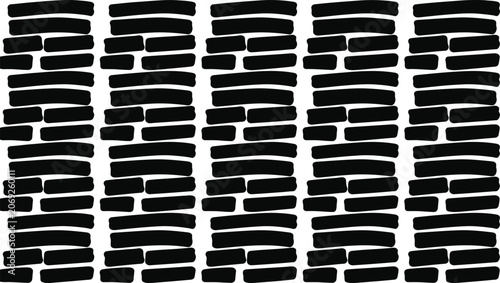 Fotografía Seamless pattern with black hand drawn I Ching hexagram symbols on white background abstract Chinese divination philosophy graphic vector wallpaper