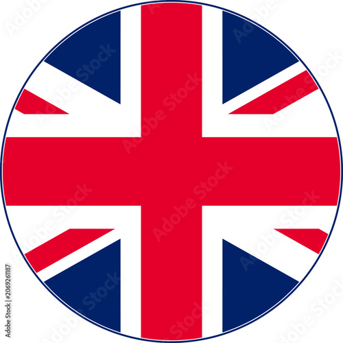 Round United Kingdom Flag Vector Icon Circular UK Union Jack Button Element