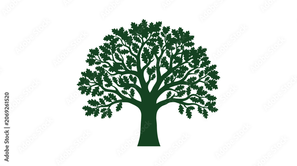 Naklejka premium Oak Tree Silhouette Vector Illustration