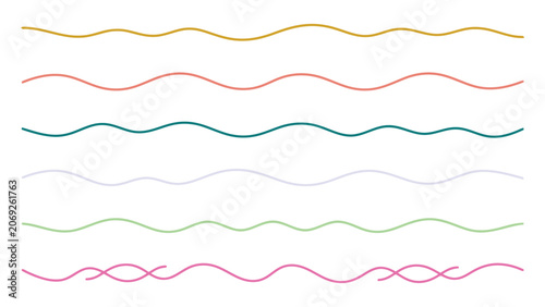 Quadro em tela Colorful wavy lines in different styles and shades