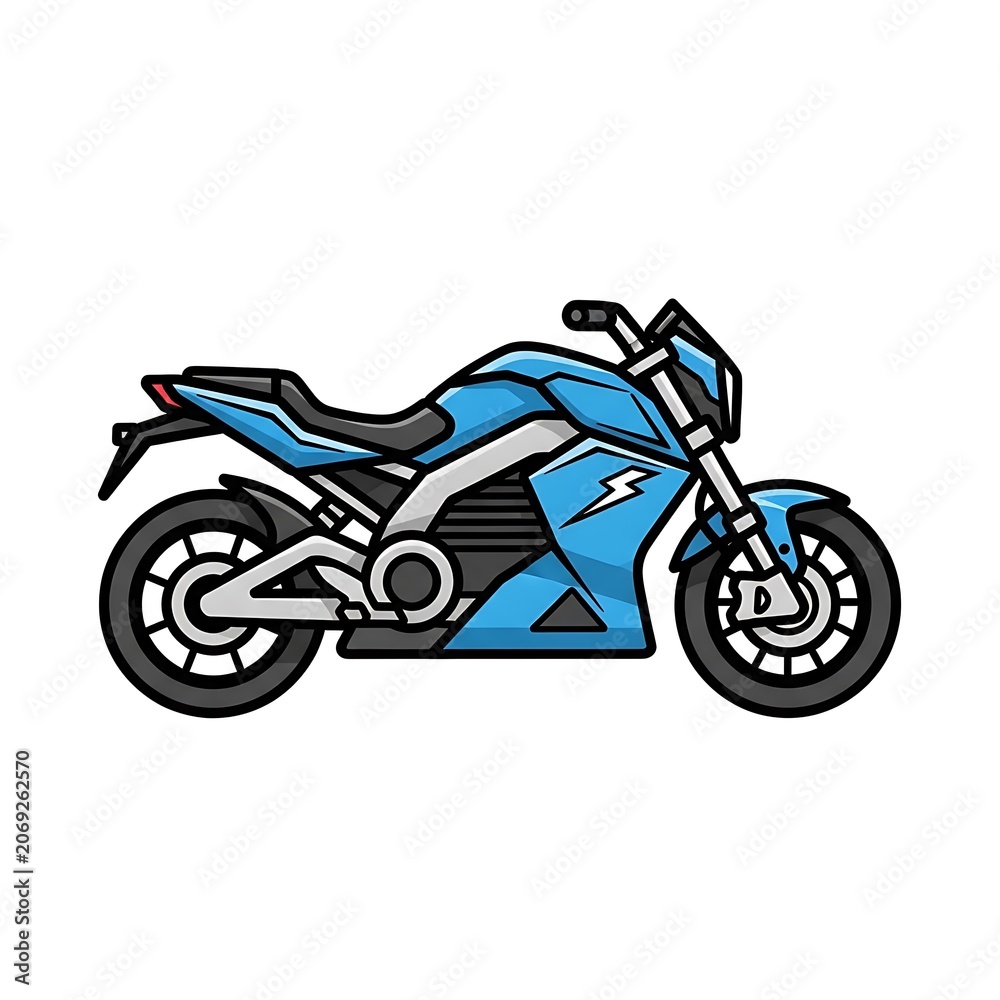 Obraz premium Blue and black motorcycle vector illustration.