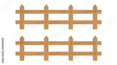 Fotografie Vector set of wooden fence different forms and color