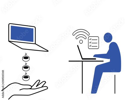 Person Working Remotely With Coffee Delivery Service.