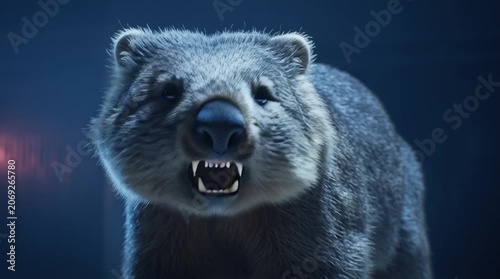 Ferocious Wombat Standing and Roaring Full Body generative ai