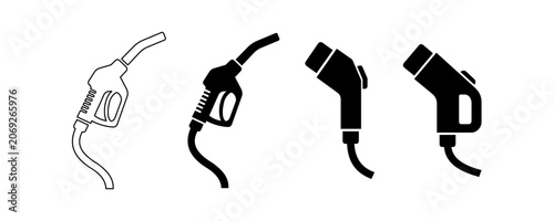 Foto Minimalist vector icons comparing gasoline pump nozzle and electric vehicle char