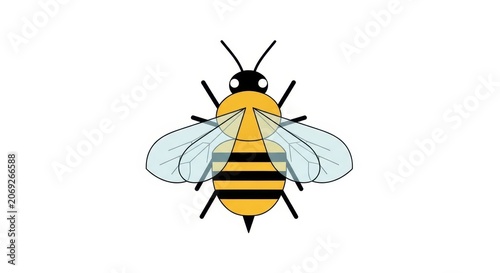 Stylized Illustration of a Honey Bee on a White Background.