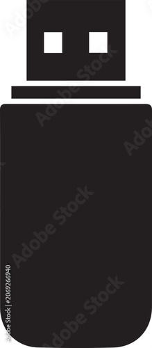 Black USB Flash Drive Silhouette Icon