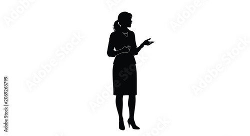 Tableau sur toile Woman In Business Attire Gesturing Black Silhouette