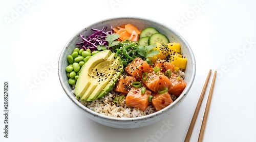 Fresh vegetable and egg stir fry in bowl.