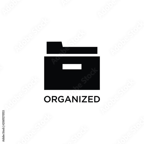 File folder and box silhouette on a white background representing organization and data management concepts icon shape flat vector