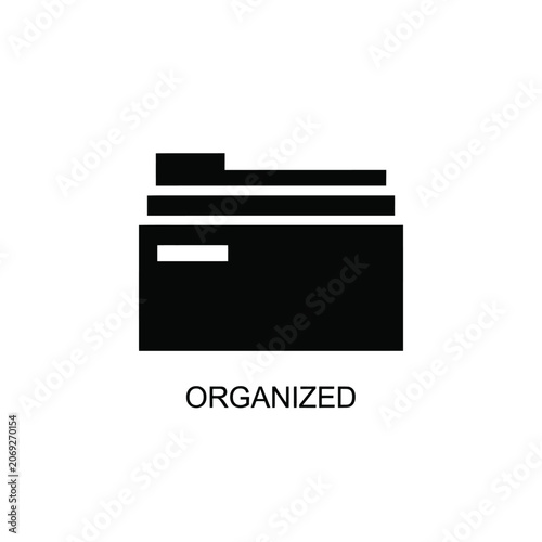 Black silhouette of a filing cabinet against a white background representing organization and document storage office storage furniture background