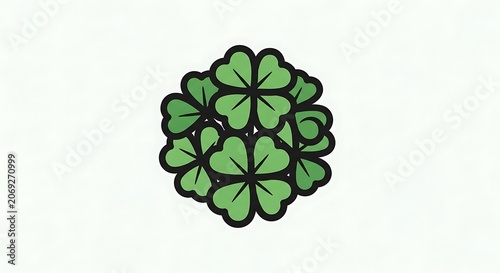 Vibrant green clover leaf design graphic.