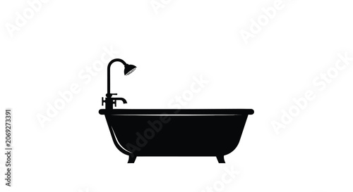 Photos Clawfoot Bathtub Silhouette Against White Background tub