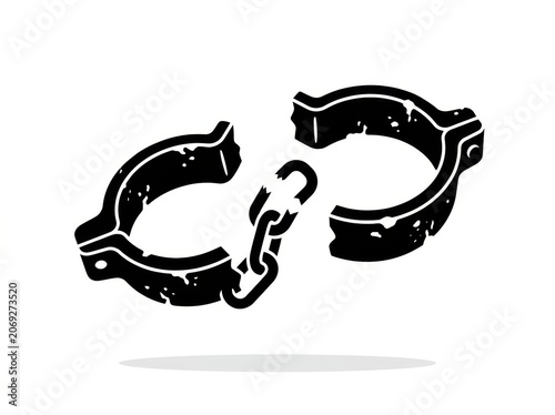 Broken shackle link icon illustration on white background