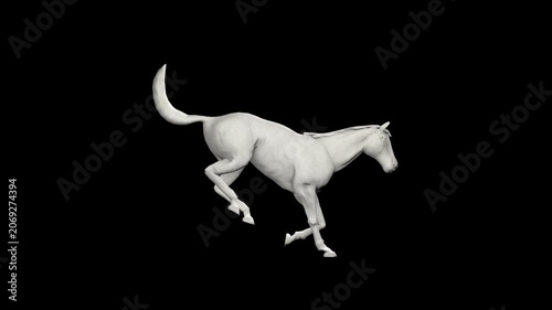 Paper horse running and jumping, seamless loop, Luma Matte