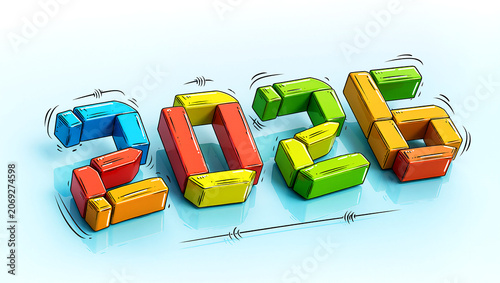 Colorful 2026 Year Constructed from Playful Blocks