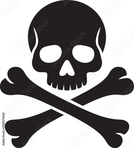 Foto Skull and crossbones icon set, flat vector illustration featuring classic skull-