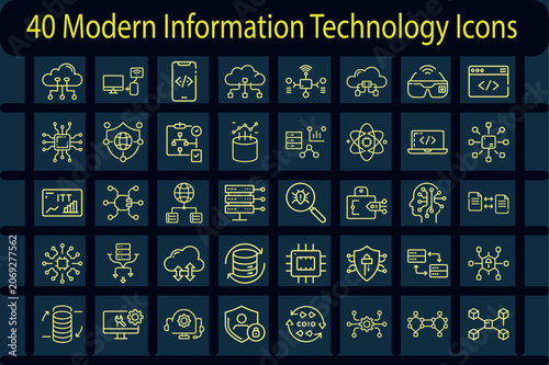Modern Information Technology Icons Collection Bundle