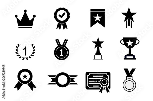 Set of victory icons on white background.