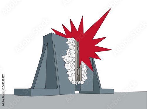 Canvastavla Dramatic explosion impacting a maritime logistics structure