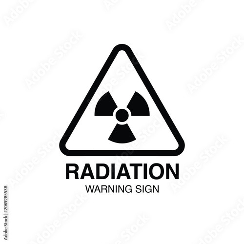 Tableau sur toile Radiation warning sign a black and white vector illustration with triangular bor