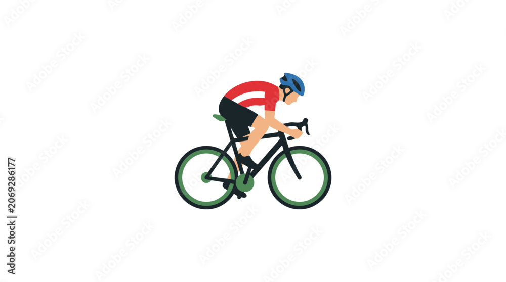 Fototapeta premium Man riding a bicycle quickly outside.