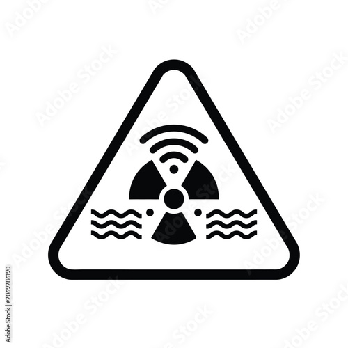 Tableau sur toile Radiation warning sign a black and white triangular symbol depicting radioactivi