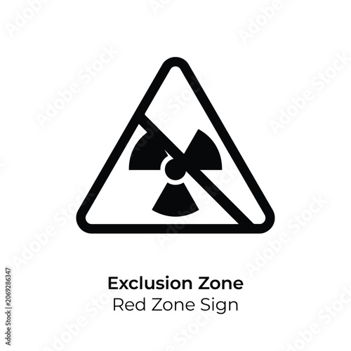 Canvas Print Triangular Radiation Warning Sign With Symbol And Slash On White Background Excl