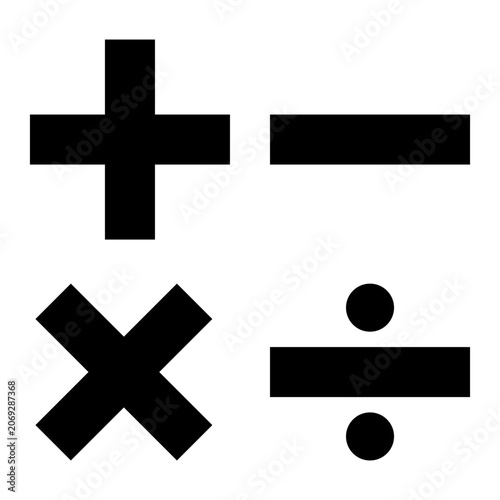 Mathematical symbols icon on white background.
