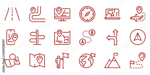 Bild auf Leinwand Idea Navigation Roadmap Line Concept Icon Map Direction GPS Route Travel Vector