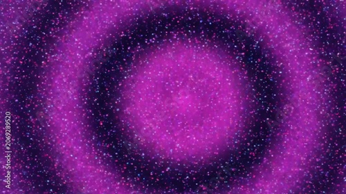 Abstract purple particles pulse in rhythmic expanding circular waves