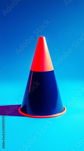 3d rendering of a traffic cone with neon lighting