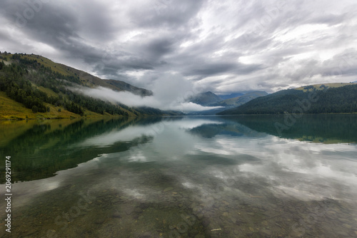 Landscape with mountains and a lake Taimen. Altai, Russia