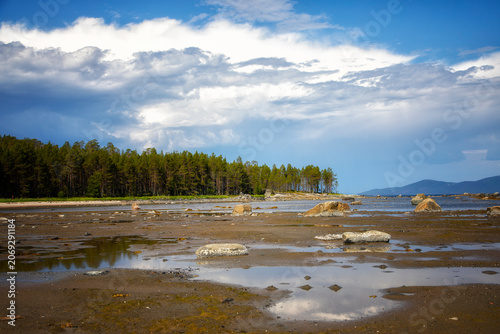 White Sea at low tide on summer. Russia