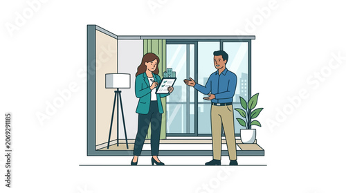 Business people discussing documents together.