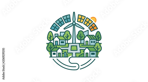 Eco friendly house with solar panels.