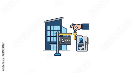 Hand holding house keys with document.