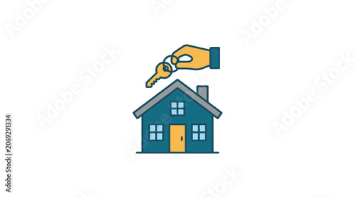 Hand holding key to a house.