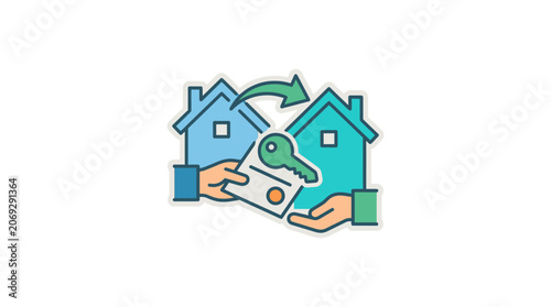 Hands exchanging house keys and documents.