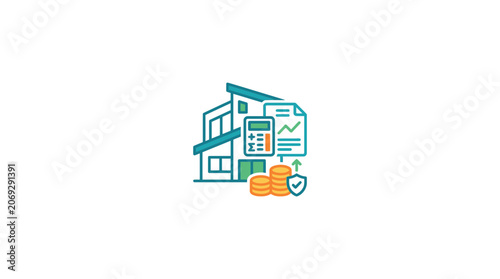 House with Piggy Bank and Shield.
