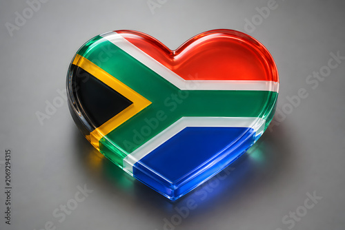 3D Glossy Heart Shape with South African National Flag
