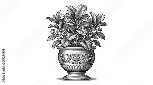 Bild auf Leinwand Ornate decorative flower pot plant.