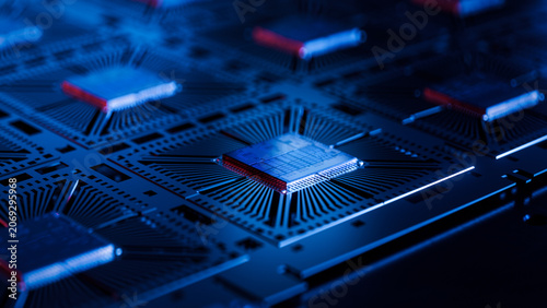 Photos Silicon Dies Attached to Substrate on During Computer Chip Manufacturing at a Fab