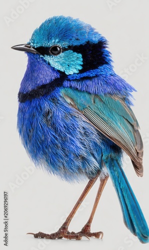 Vibrant blue bird profile