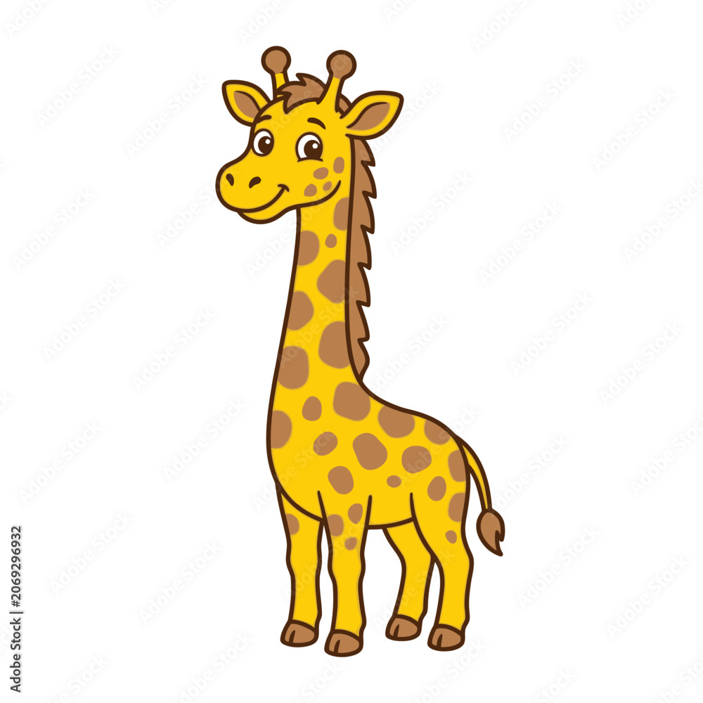 Fototapeta premium Cartoon Giraffe Smiling Animal Character.