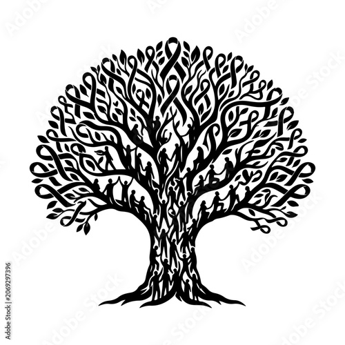 Black tree, abstract tree, decorative tree, vector tree, symbol tree, ornamental tree, line art tree